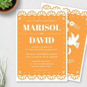 Papel Picado Stil Hochzeit Einladung mit Tauben