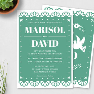 Papel Picado Stil Hochzeit Einladung mit Tauben