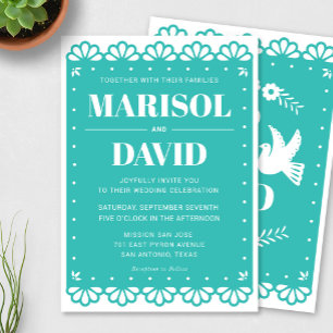 Papel Picado Stil Hochzeit Einladung mit Tauben