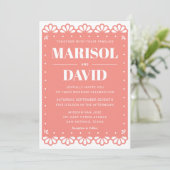 Papel Picado Stil Hochzeit Einladung mit Tauben (Stehend Vorderseite)