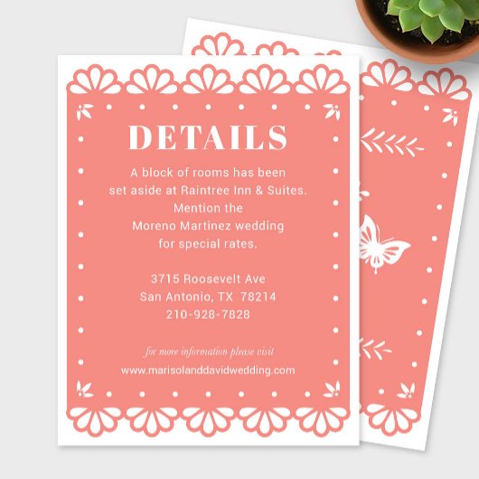 Papel Picado Style Details Einschlusskarte Begleitkarte