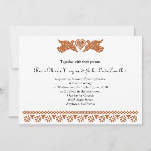 Papel Picado Style Love Birds Einladung (Vorderseite)