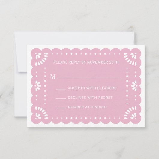 Papel Picado Style Mexican RSVP Card (Vorderseite)
