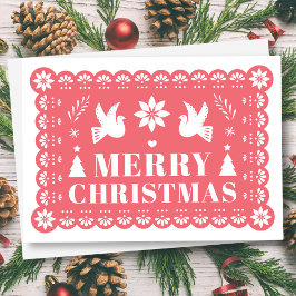 Papel Picado Style Mexikanische Weihnachtskarte Feiertagskarte