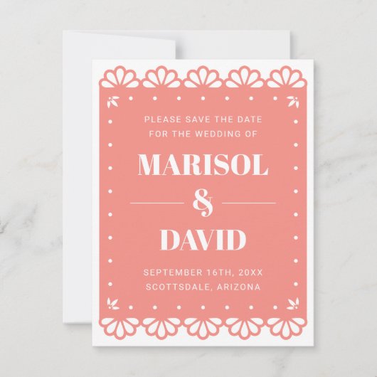 Papel Picado Style Save the Date Card (Vorderseite)