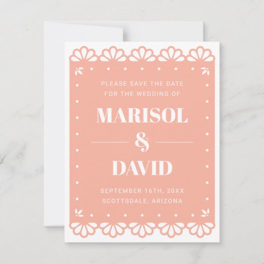 Papel Picado Style Save the Date Card (Vorderseite)