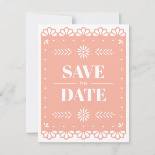 Papel Picado Style Save the Date Card (Rückseite)