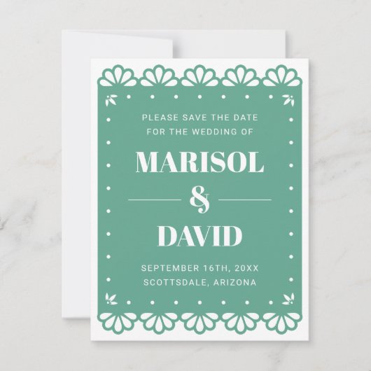 Papel Picado Style Save the Date Card (Vorderseite)