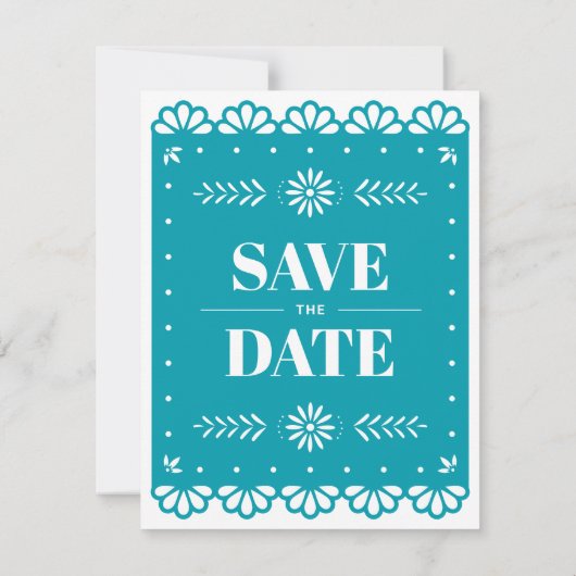Papel Picado Style Save the Date Card (Rückseite)