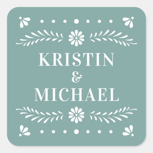 Papel Picado Style Wedding Sticker (Vorderseite)