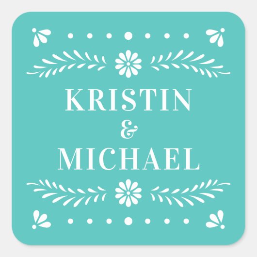 Papel Picado Style Wedding Sticker (Vorderseite)