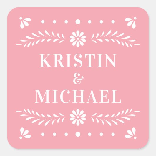Papel Picado Style Wedding Sticker (Vorderseite)