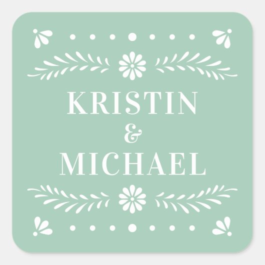 Papel Picado Style Wedding Sticker (Vorderseite)