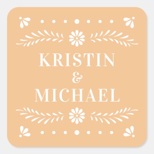 Papel Picado Style Wedding Sticker (Vorderseite)