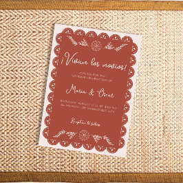 Papel Picado Terracotta Mexican Talavera Wedding Einladung