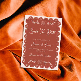 Papel Picado Terracotta Mexican Talavera Wedding Save The Date