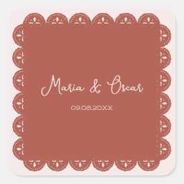 Papel Picado Terracotta Quadratischer Aufkleber