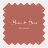 Papel Picado Terracotta Quadratischer Aufkleber (Vorderseite)