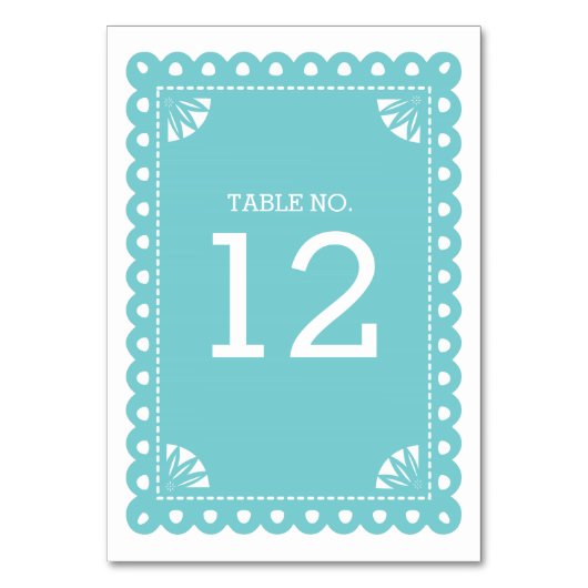 Papel Picado Tischnummer - Blau (Vorderseite)