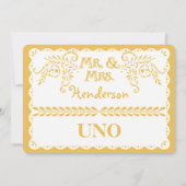 Papel Picado Tischnummer Gold Fiesta Wedding (Rückseite)