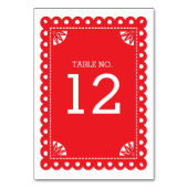 Papel Picado Tischnummer - Rot (Rückseite)