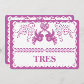 Papel Picado Tres Drei Tischnummern Gold Fiesta (Vorne/Hinten)