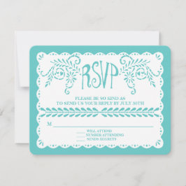 Papel Picado UAWG Aqua Limon Fiesta Wedding Banner RSVP Karte