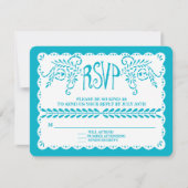 Papel Picado UAWG Blue Pool Fiesta Wedding Banner RSVP Karte (Vorderseite)