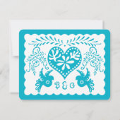 Papel Picado UAWG Blue Pool Fiesta Wedding Banner RSVP Karte (Rückseite)