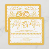 Papel Picado UAWG Gold Fiesta Wedding Banner RSVP Karte (Vorne/Hinten)