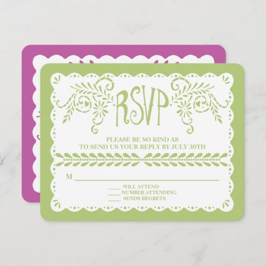 Papel Picado UAWG Limon Fiesta Wedding Banner RSVP Karte (Vorne/Hinten)
