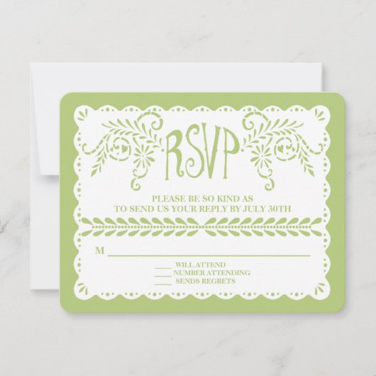 Papel Picado UAWG Limon Fiesta Wedding Banner RSVP Karte (Vorderseite)