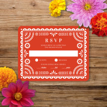 Papel Picado Warm Red | RSVP-Karte für Hochzeitser