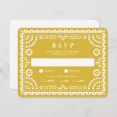 Papel Picado Warm Yellow | RSVP-Karte für Hochzeit RSVP Karte (Vorne/Hinten)