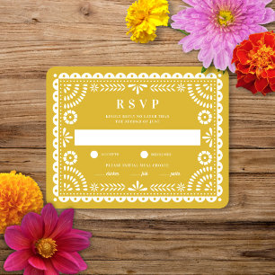 Papel Picado Warm Yellow   RSVP-Karte für Hochzeit RSVP Karte