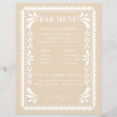 Papel Picado Wedding Bar Menu Modernes mexikanisch (Vorderseite)