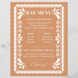 Papel Picado Wedding Bar Menu Modernes mexikanisch