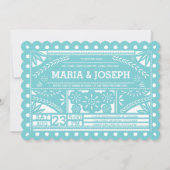 Papel Picado Wedding Blue Einladung (Vorderseite)
