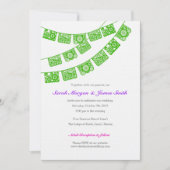 Papel Picado Wedding Party laden Green ein Einladung (Vorderseite)