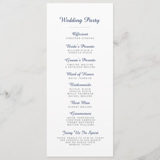 Papel Picado Wedding Program - Navy Programm (Rückseite)