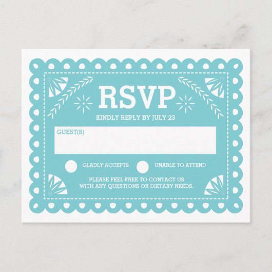 Papel Picado Wedding RSVP Einladungspostkarte (Vorderseite)