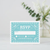 Papel Picado Wedding RSVP Einladungspostkarte (Stehend Vorderseite)