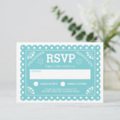Papel Picado Wedding RSVP Karte (Stehend Vorderseite)