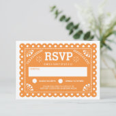 Papel Picado Wedding RSVP Orange Karte (Stehend Vorderseite)