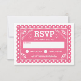 Papel Picado Wedding RSVP Pink Karte