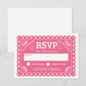 Papel Picado Wedding RSVP Pink Karte (Vorne/Hinten)