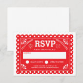 Papel Picado Wedding RSVP Red Karte (Vorne/Hinten)