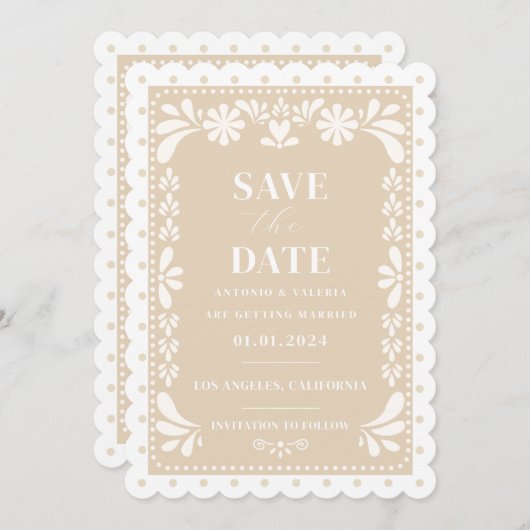 Papel Picado Wedding Save the Date Einladung (Vorne/Hinten)