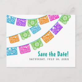 Papel Picado Wedding Save the Date Postcard Ankündigungspostkarte