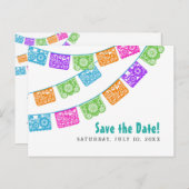 Papel Picado Wedding Save the Date Postcard Ankündigungspostkarte (Vorne/Hinten)